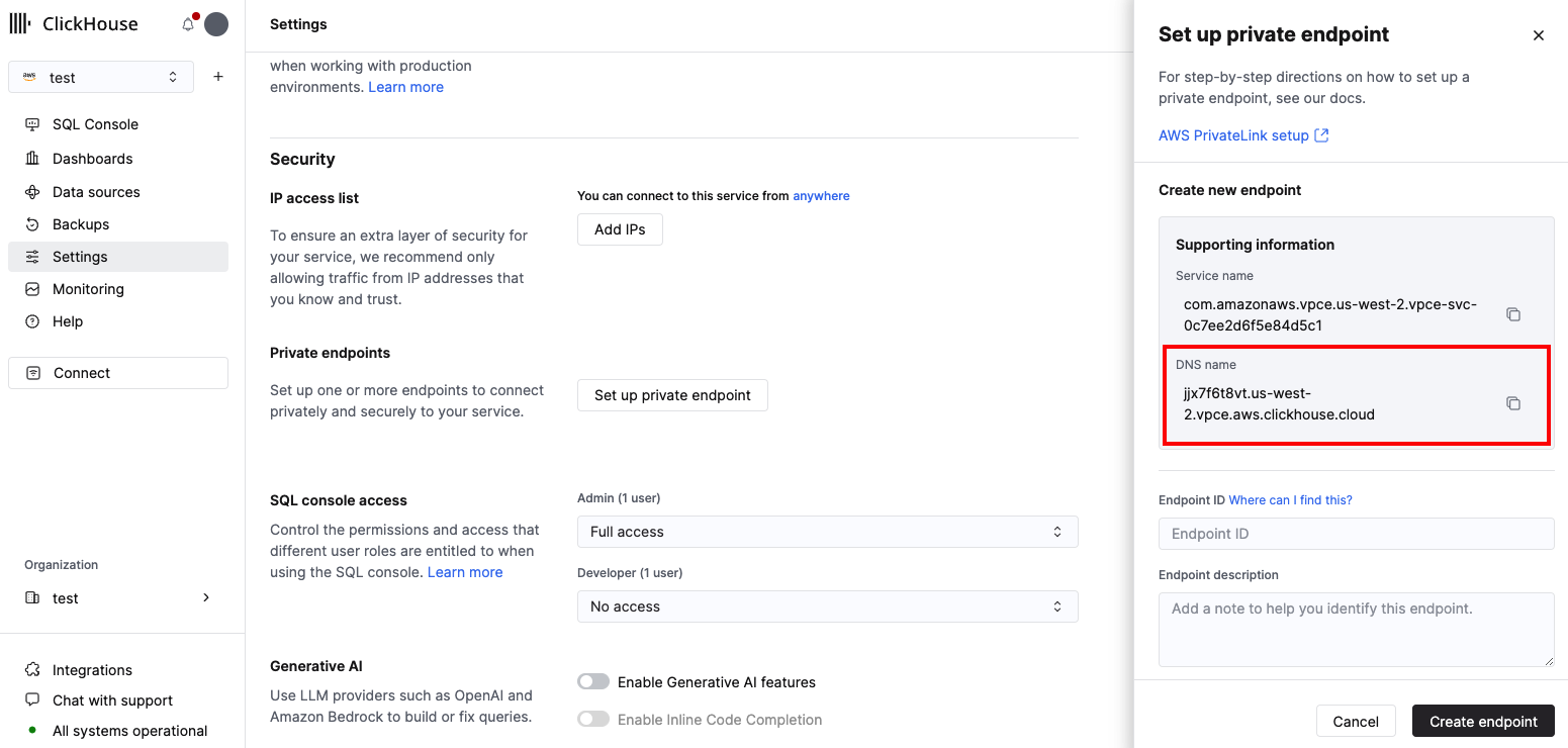 Private Endpoint DNS Name