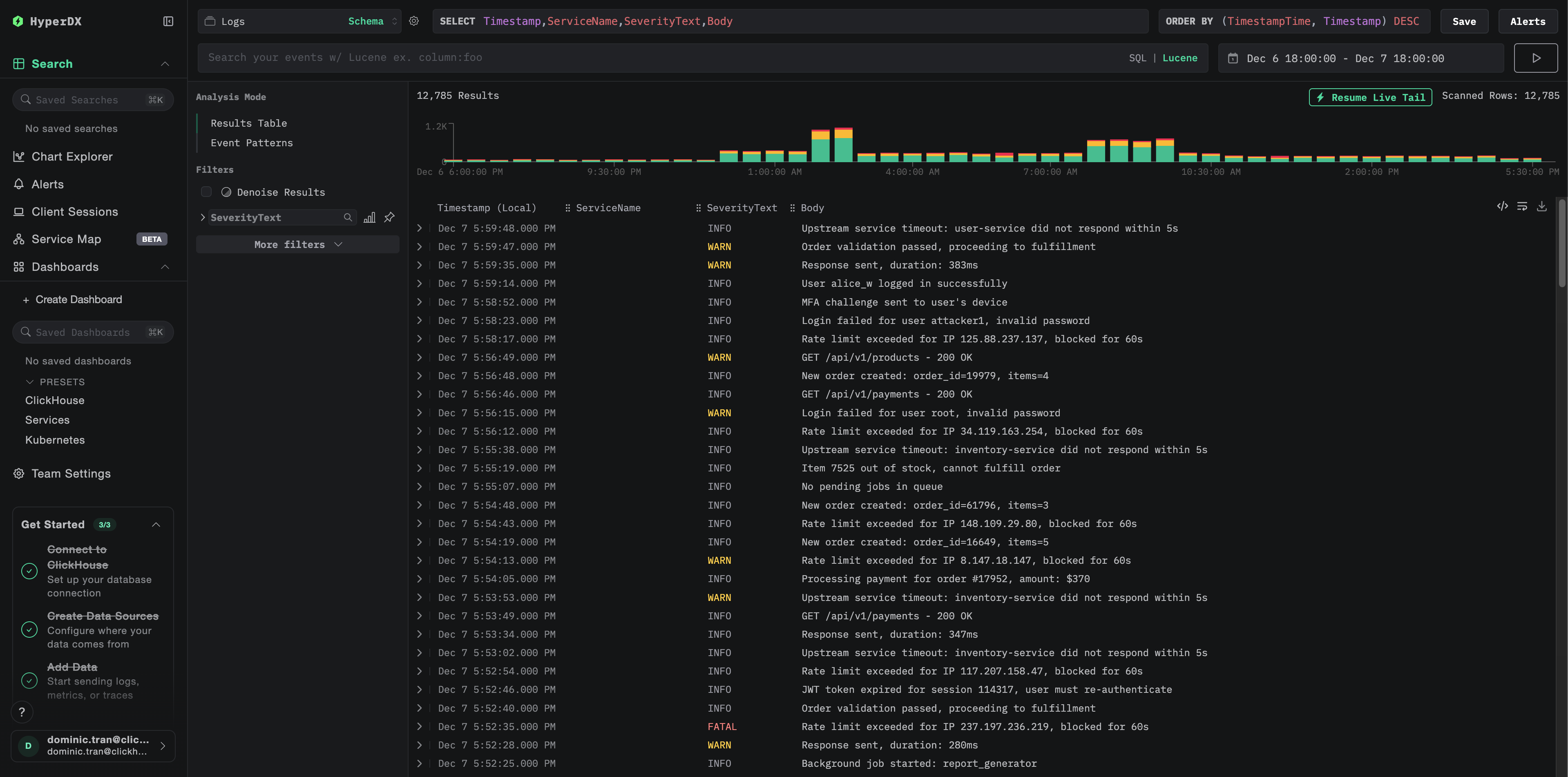 Окно поиска демо‑данных