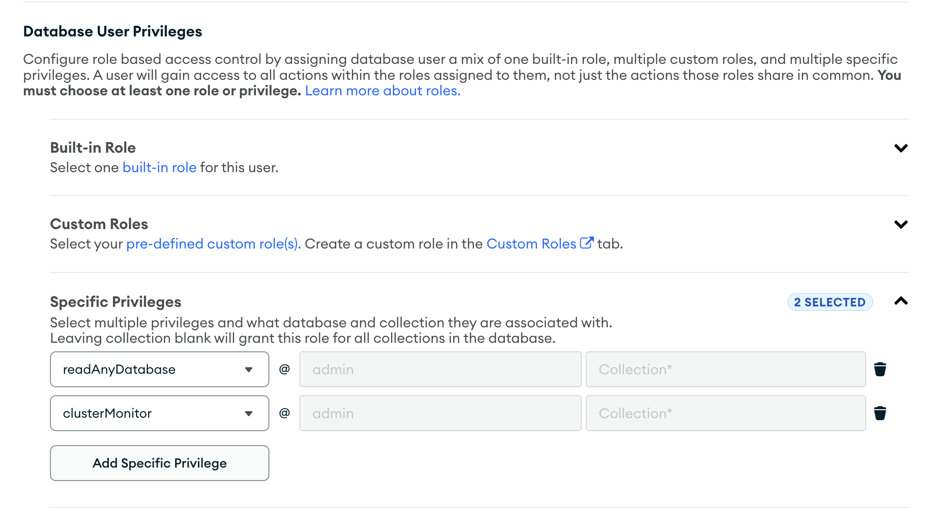 Настройка ролей пользователя